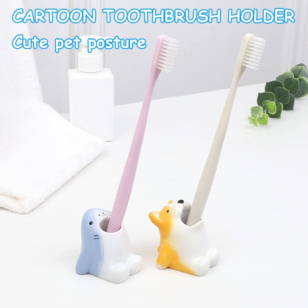 2 mini soportes para cepillos de dientes, divertido soporte para cepillo de dientes de animales de dibujos animados, soporte para bolígrafo único