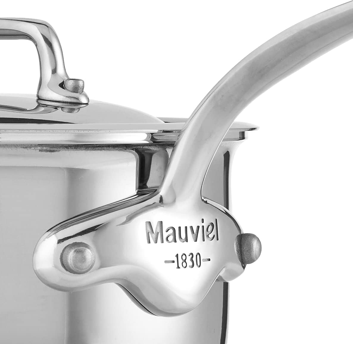 Mauviel M’Cook – Sartén de acero inoxidable pulido de 5 capas con tapa y mango de acero inoxidable fundido, 0.8 cuartos de galón, fabricado en