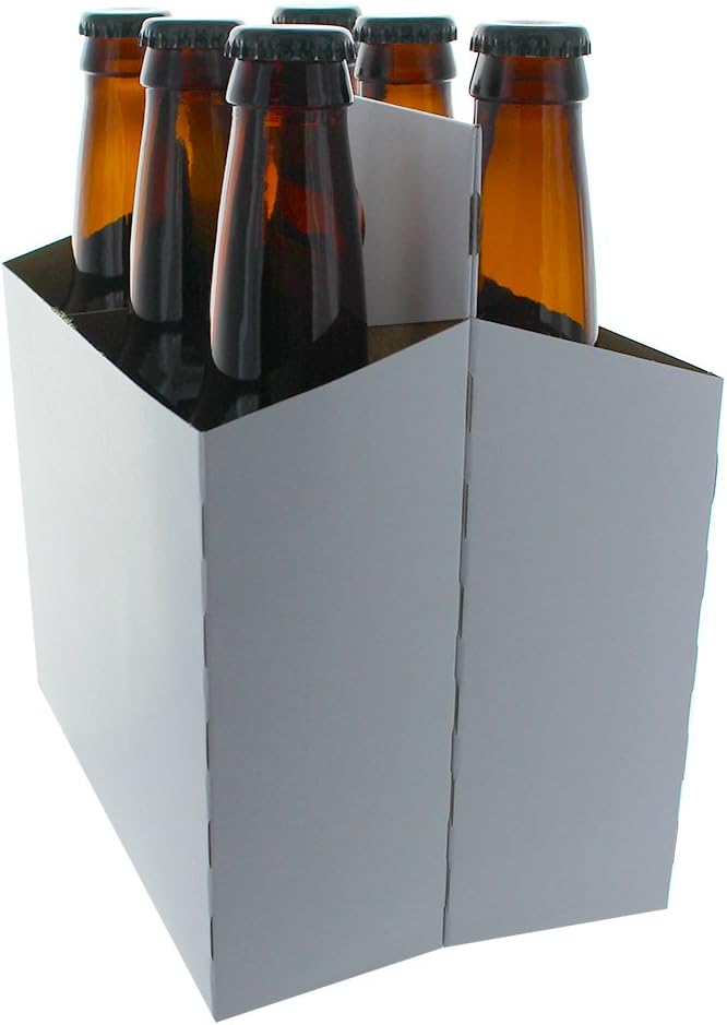 Paquete de 6 portadores de botellas de cerveza de cartón para botellas de 12 onzas, color blanco (10 unidades)
