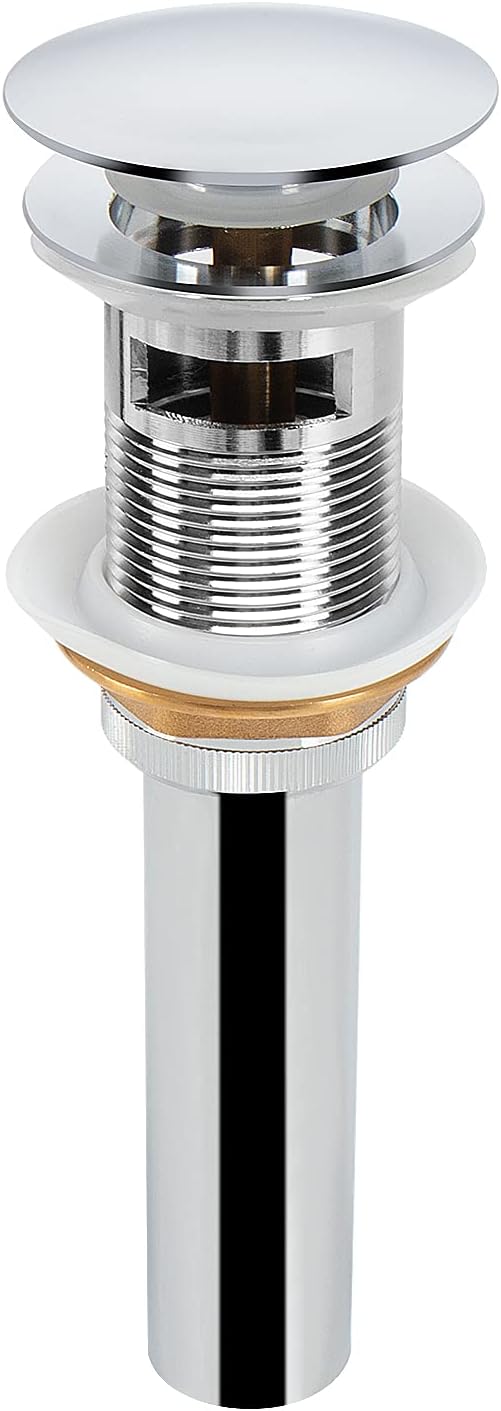 NearMoon Drenaje desplegable de baño, colador de drenaje de latón para montaje de baño, tapón de fregadero, antiobstrucción (con desbordamiento,