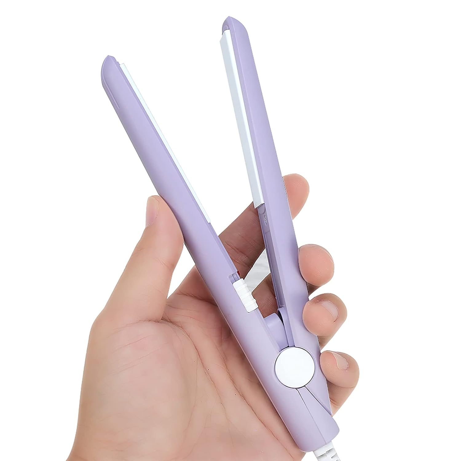 Plancha de pelo de 25 W, 2 en 1, mini plancha de cerámica turmalina, rizador de calefacción de hierro plano para un peinado rápido (enchufe de EE.