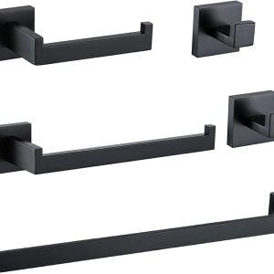 Ralbay Toallero de baño, juego de 5 piezas de accesorios de baño de acero inoxidable de alta calidad, juego de toallero montado en la pared, color Ralbay Toallero de baño, juego de 5 piezas de accesorios de baño de acero inoxidable de alta calidad, juego de toallero montado en la pared, color