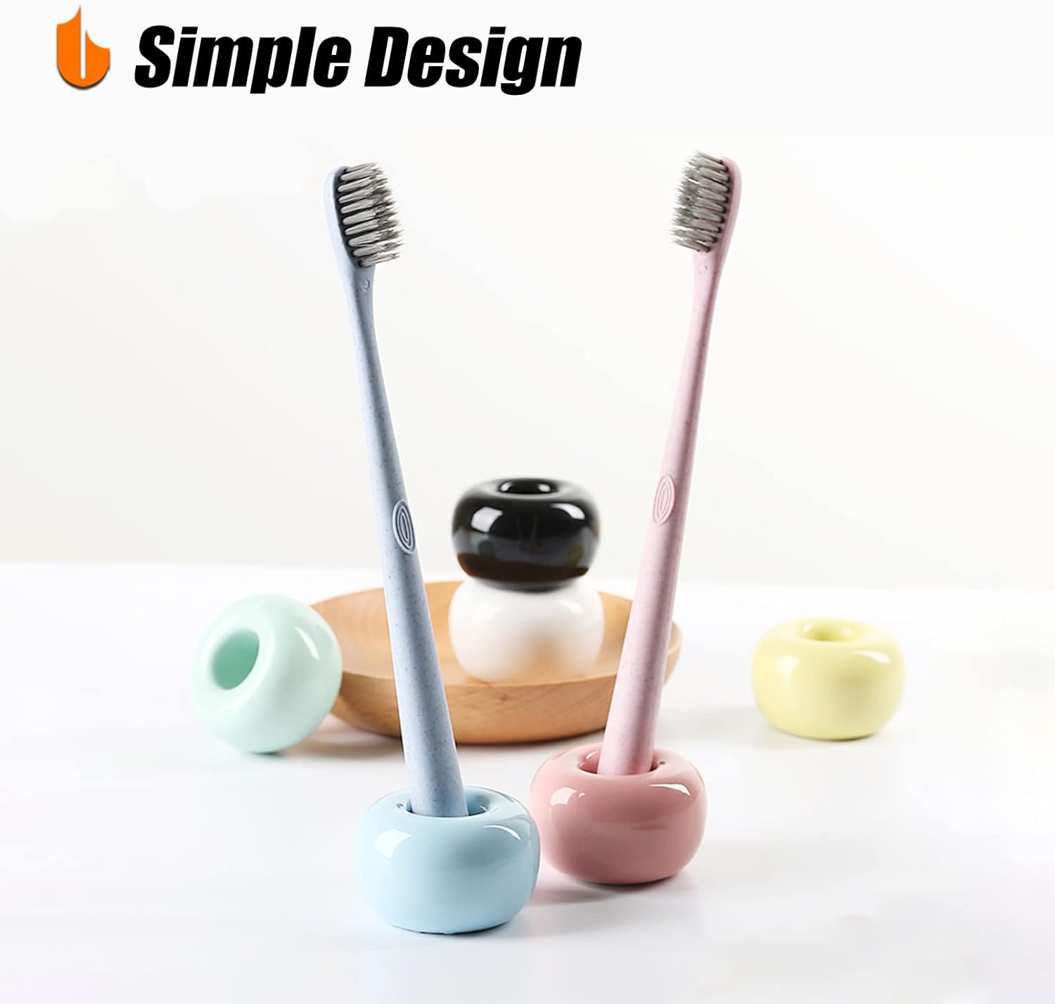 Urbanstrive Elegante soporte para cepillos de dientes de cerámica para encimeras de tocador de baño, color negro
