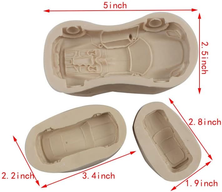 Xidmold Molde de silicona para pastel de carreras de autos deportivos, 3 piezas, molde de silicona para dulces, decoración de tartas, molde para