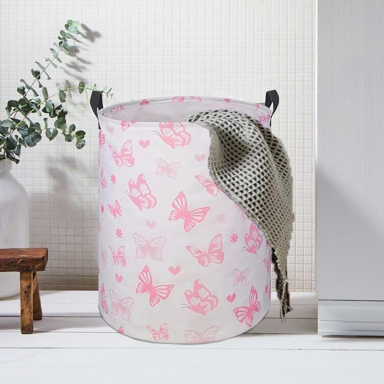 Cesta de almacenamiento impermeable de lona duradera de 19.7 pulgadas para habitación de niñas, cesta de almacenamiento para ropa sucia, juguetes de