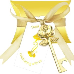 Evanto Juego de 50 abridores de botellas con forma de rosa con cajas de regalo en estilo vintage antiguo, etiquetas de agradecimiento y cintas como Evanto Juego de 50 abridores de botellas con forma de rosa con cajas de regalo en estilo vintage antiguo, etiquetas de agradecimiento y cintas como