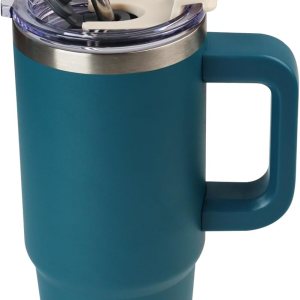 AQUAPHILE Vaso aislado de 30 onzas con asa, taza de viaje de acero inoxidable con tapa y pajita, vaso de café portátil a prueba de fugas de doble AQUAPHILE Vaso aislado de 30 onzas con asa, taza de viaje de acero inoxidable con tapa y pajita, vaso de café portátil a prueba de fugas de doble