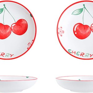 Bicuzat Platos de cerámica multiusos con patrón de cereza dulce, guarniciones, platos para sushi, platos de aperitivo, platos para servir, Bicuzat Platos de cerámica multiusos con patrón de cereza dulce, guarniciones, platos para sushi, platos de aperitivo, platos para servir,