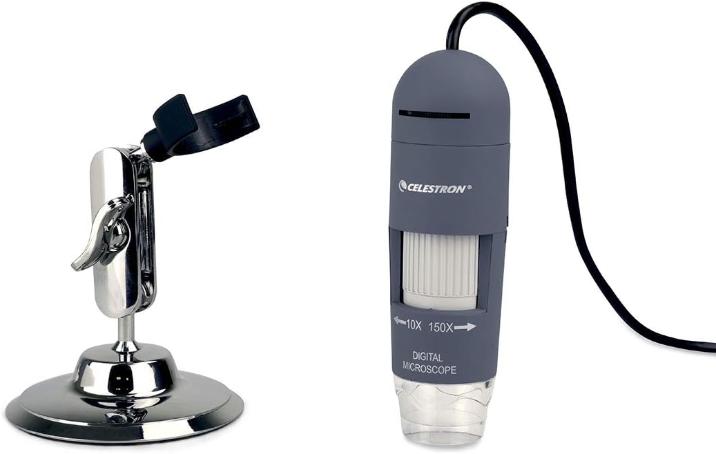 Celestron Microscopio digital portátil de lujo, captura tus descubrimientos, (44302-C), gris
