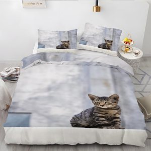 Gray Tabby Cat Duvet Cover Queen Animal Print Bedding Sets Queen Soft Microfiber Comforter Cover and 2 Pillow Shams 20″X26″, Bed Set Duvet Covers Gray Tabby Cat Duvet Cover Queen Animal Print Bedding Sets Queen Soft Microfiber Comforter Cover and 2 Pillow Shams 20″X26″, Bed Set Duvet Covers