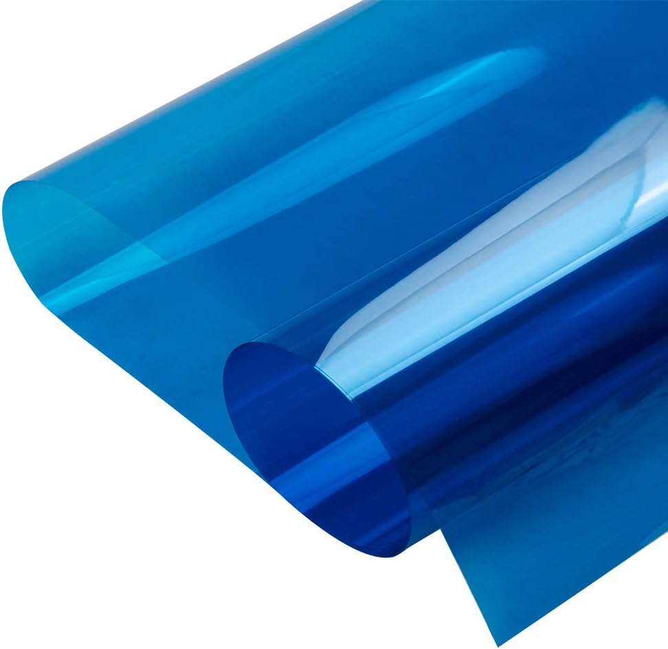 HOHOFILM Película decorativa transparente para ventana, color azul, tintado de vidrio, bloqueo solar, control de calor, tintado de ventana