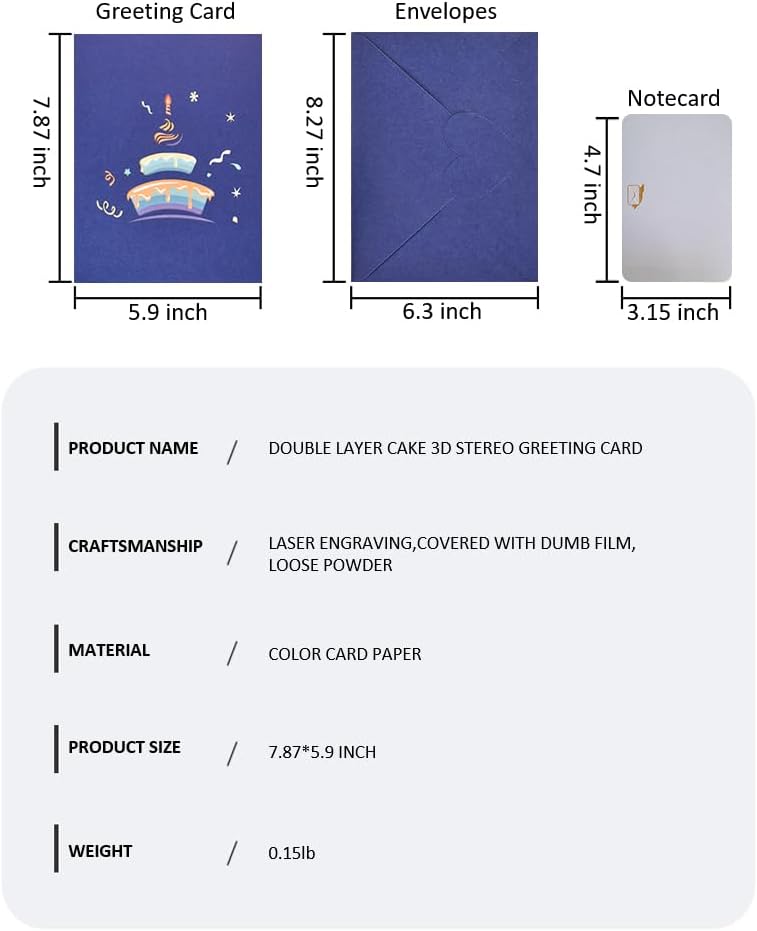 Tarjeta desplegable de regalo de cumpleaños de Rainbow Cake – Tarjetas de felicitación, tarjeta de regalo de feliz cumpleaños, regalos únicos para