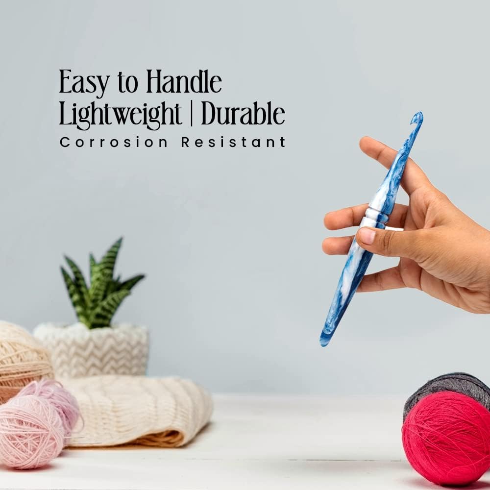 Inanosa Mango ergonómico de 7 pulgadas, aguja de tejer con gancho de ganchillo para ganchillo y tejido de hilo artesanal, el mejor regalo de