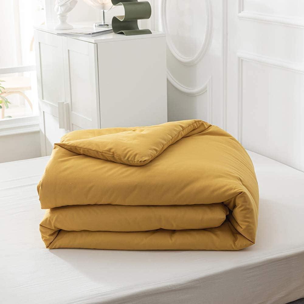 Houseri Juego de edredón amarillo mostaza, tamaño California King, color amarillo oscuro, juego de ropa de cama tamaño California King, juego de
