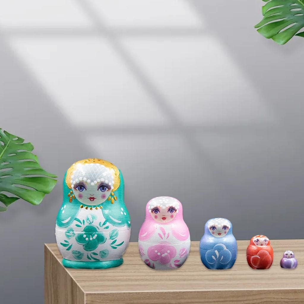 Muñeca de anidación rusa tradicional de moda Matryoshka Juguetes para niños Regalo Decoración de habitación de cumpleaños – Verde