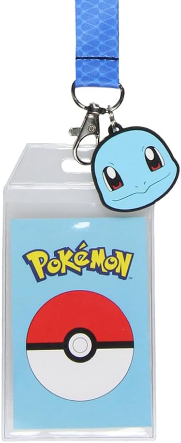 Pokemon Squirtle 007 – Soporte de goma para identificación con cordón de 2 lados