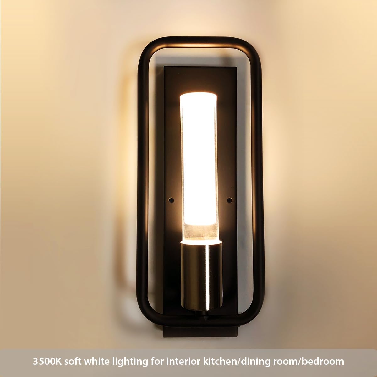 Dream lighting Lámpara de pared LED para casa rodante, 12 V, lámpara decorativa interior con interruptor de montaje en pared, negro mate, blanco