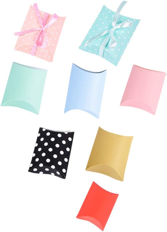 AKOAK 50 cajas de almohada creativas de punto ondulado para boda, caja de regalo de dulces, adecuada para bodas, cumpleaños y Navidad (azul claro)