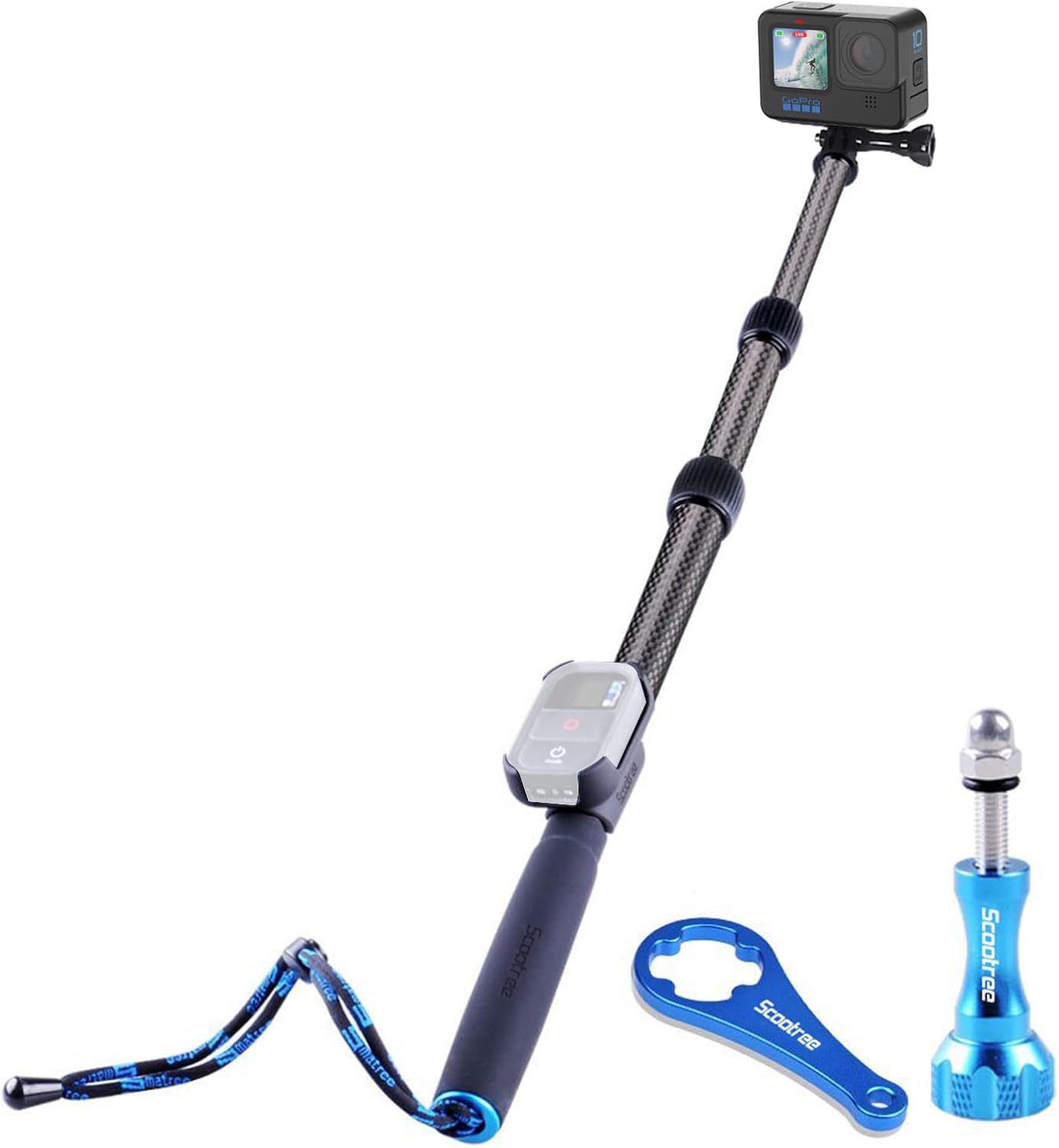 Smatree S2C – Palo selfie de fibra de carbono compatible con GoPro Hero 1211109876543 Plus321cámara de sesiónDJI Osmo Action 43 (el control remoto