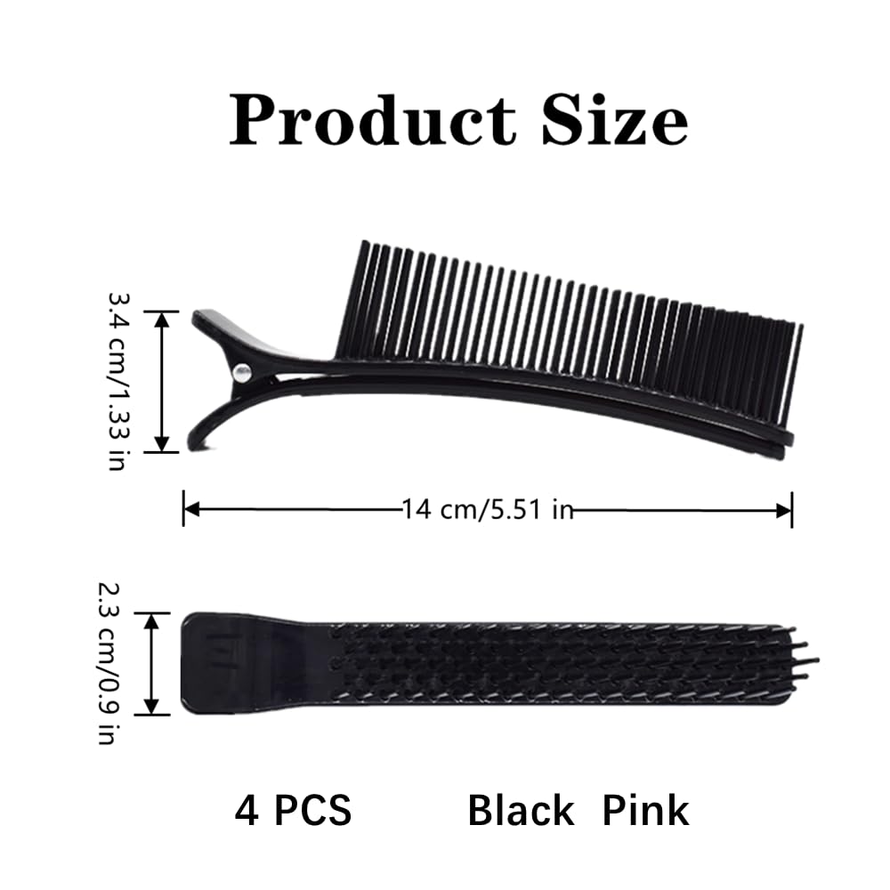 4 pinzas para el cabello de seccionamiento profesional, pinzas de corte de pelo, pinzas antideslizantes para el cabello, peine para peluquería