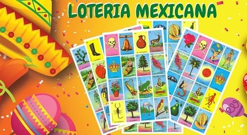 Juego de 10 tabletas de bingo mexicano y naipes gigantes españoles (combinado), tarjeta de lotería mexicana para 10 jugadores, 10 bardos y baraja