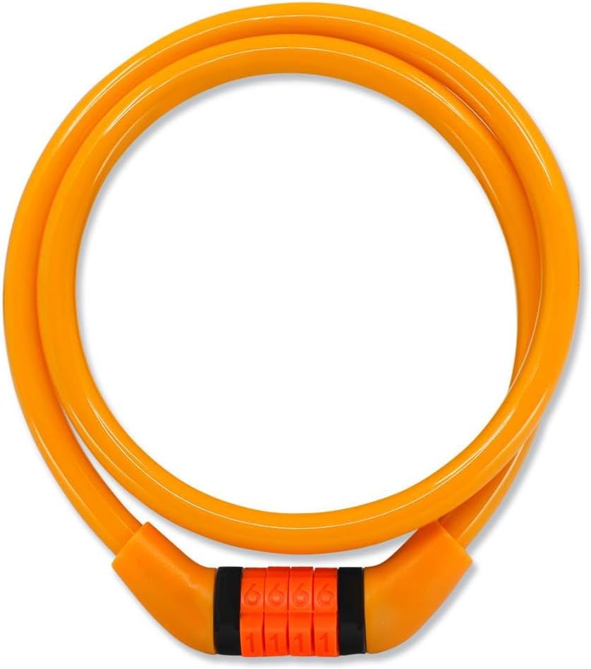 Crazy Safety Candado de bicicleta para niños, cable de bloqueo de bicicleta con combinación fija de 4 dígitos, fácil de recordar para niños, colores