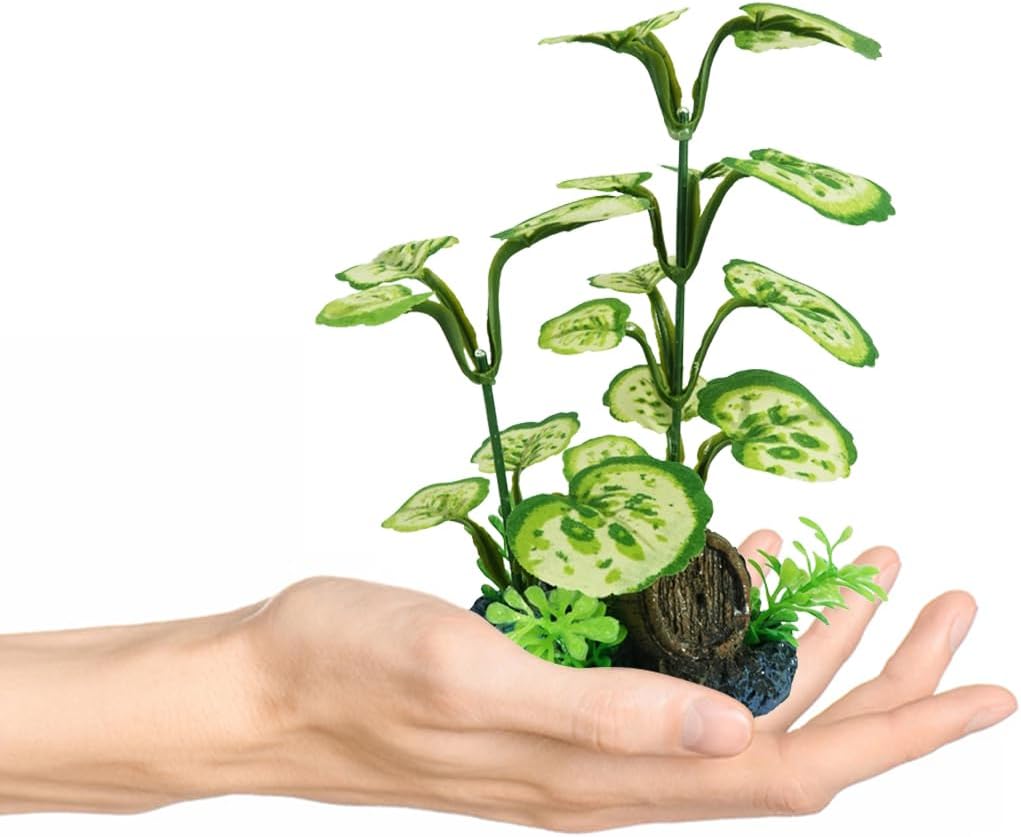 GKPONSX Plantas artificiales de acuario, 4 piezas de decoración de pecera, juego de plantas de seda de plástico para peceras Betta (hierbas verdes,