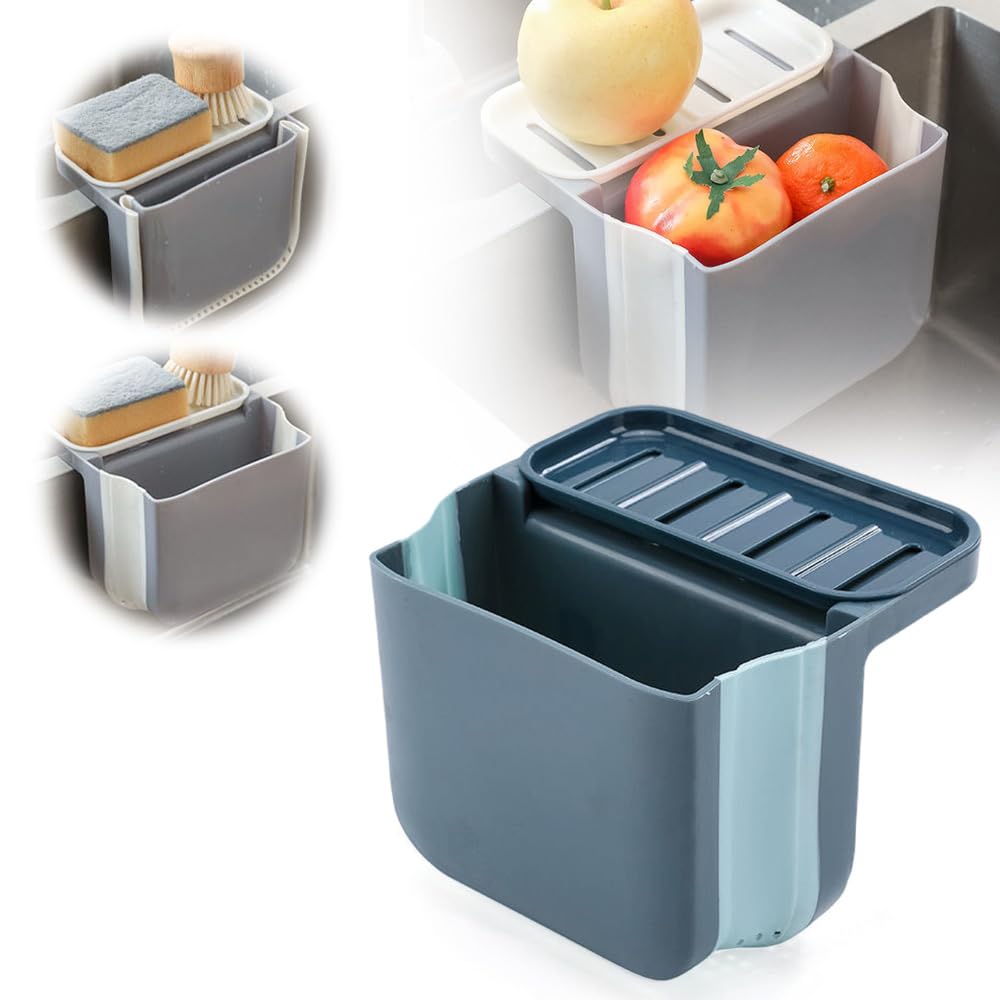 Mini cubos de basura de cocina, azul, 1.0L