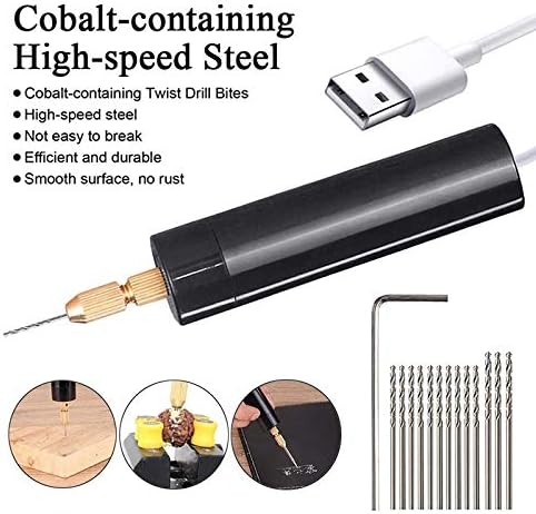 TAMOSH 0.028-0.047 in – Juego de taladro de mano eléctrico para resina, mini taladro eléctrico para fabricación de joyas Kit de tornillo de banco