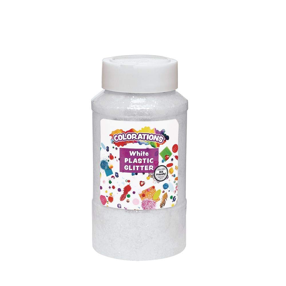 Colorations Purpurina blanca de plástico extra seguro, 1 libra, tarro agitador de fácil dispensación, ideal para artes y manualidades, decoración,