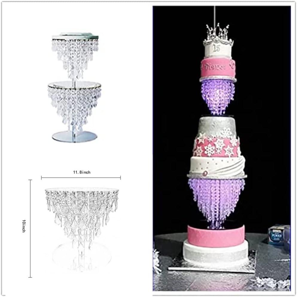 Juego de soportes acrílicos de cristal para tartas para mesa, centro de mesa de boda, torre (11.8 pulgadas, acrílico)