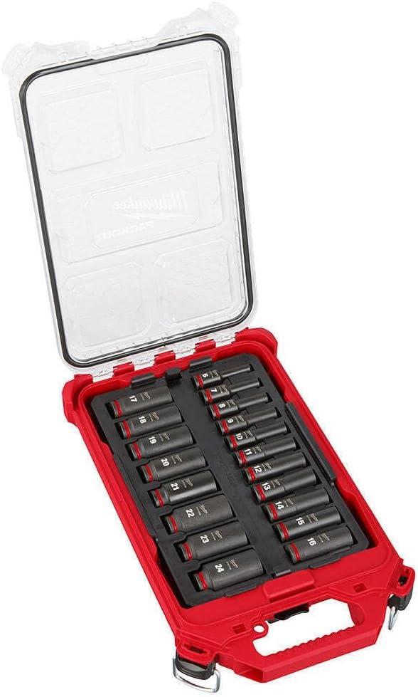 Compatible con Milwaukee 49-66-6801 Shock Wave 38″ Impact Duty Socket MM Packout Set – 19 PC, Dimensiones (LxWxH) (in) 16.2 x 9.8 x 2.5