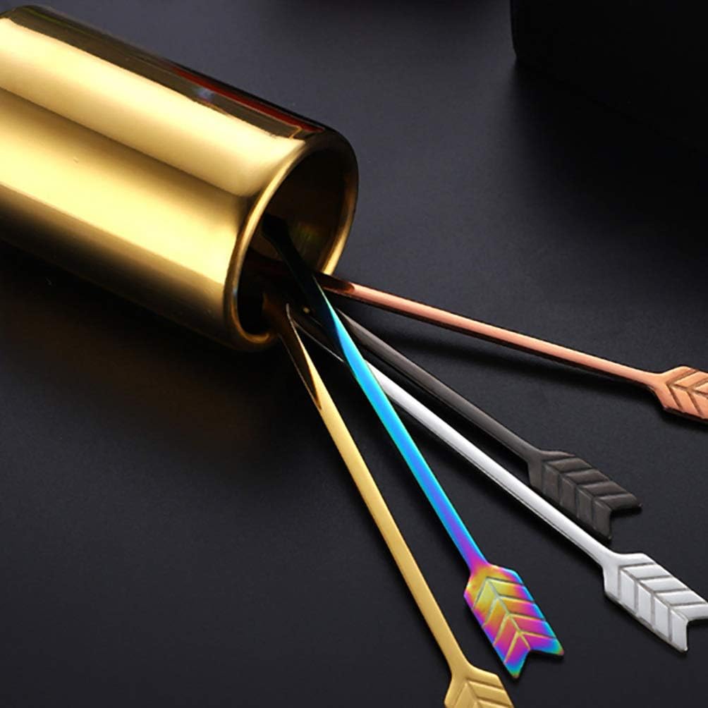Ciieeo 1 juego de palillos de cóctel de acero inoxidable, tenedores de frutas para aperitivos, pinchos de metal dorado para fiesta de frutas