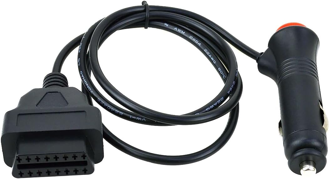 Encendedor con botón de interruptor a OBD2 16Pin conector hembra ECU Cable 12V DC Fuente de alimentación (1M3.3ft) Cambiar encendedor de cigarrillos