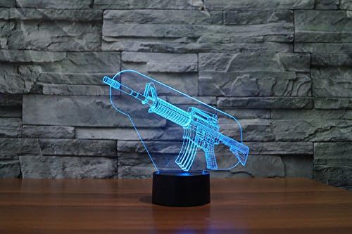 3D Gun Luz nocturna 16 cambio de color LED Control remoto mesa lámpara de escritorio acrílico plana ABS base USB decoración del hogar juguete