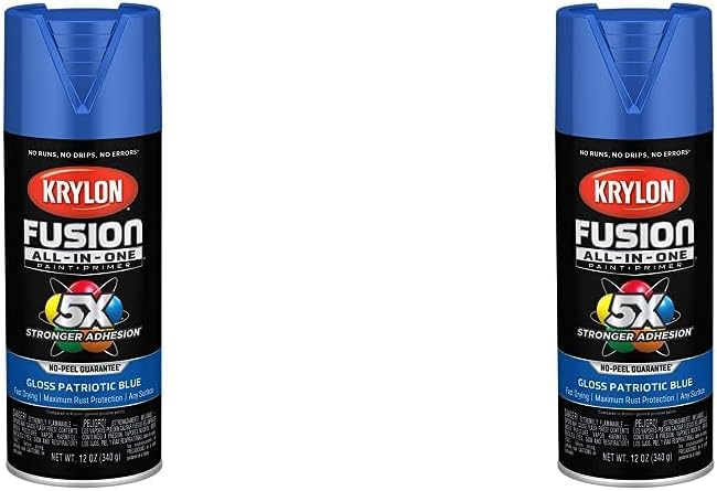 Krylon K02716007 Fusion – Pintura en aerosol todo en uno para uso en interiores y exteriores, azul patriótico brillante, 12 onzas (paquete de 2)