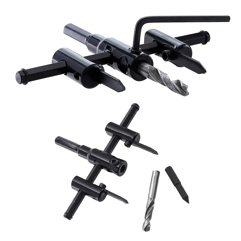 Abridor de agujeros tipo aeronave de 1-316″ a 11-45″ (1.181-11.811 in), abridor de carpintería ajustable para paneles de yeso y madera.