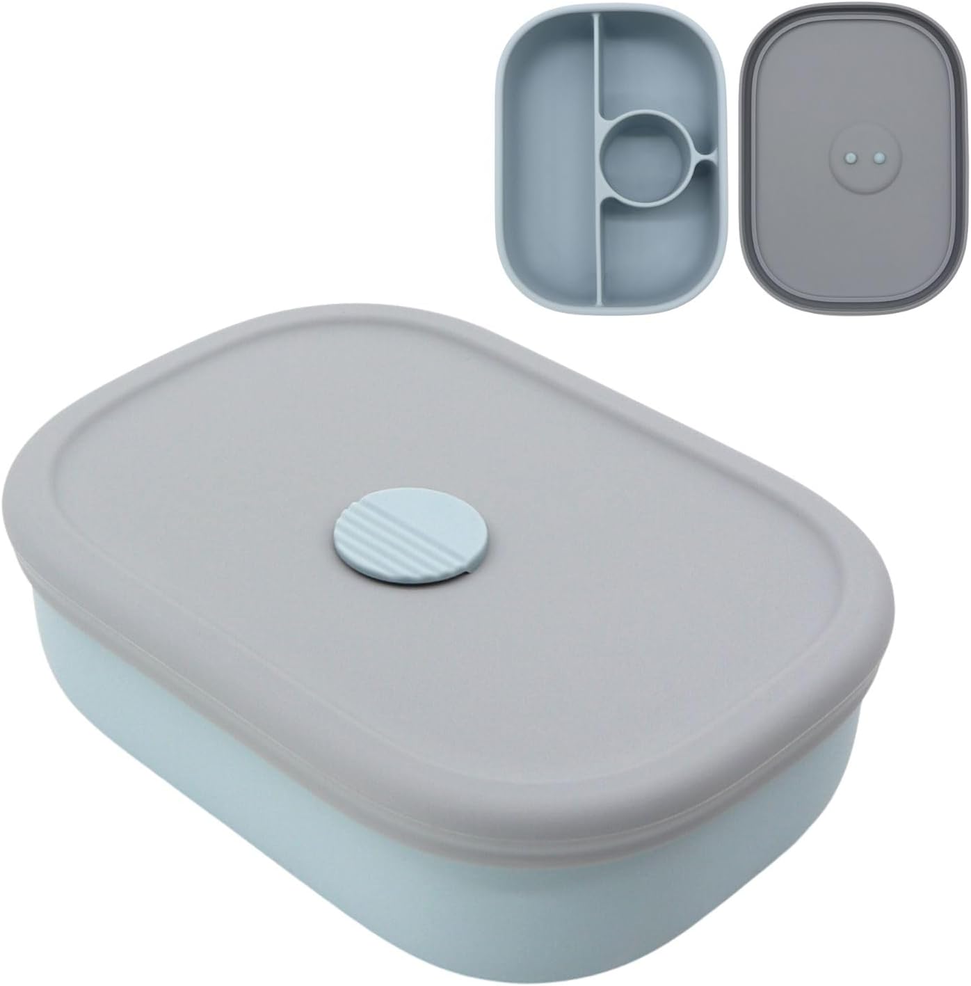 PandaEar Lonchera Bento de silicona para niños pequeños, lonchera de grado alimenticio a prueba de fugas, apta para microondas y lavavajillas (azul)