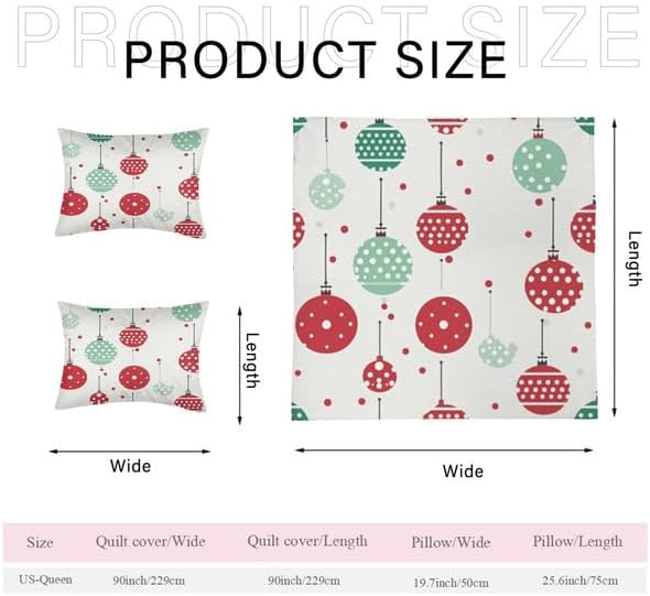 Bidesign Duvet Cover Set King Size Christmas Theme Merry ChristmasChristmas TreeBells Pattern Holiday Season Luxury Reversible Bedding Set Comforter