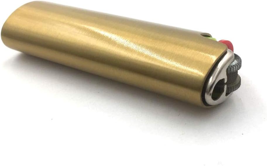Funda para encendedor de metal para encendedor BIC de tamaño matrimonial J6 (latón)