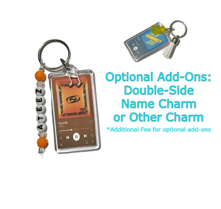 SEVENTEEN  SVT Spotify Song Keychain  CUSTOM Key chain + Add Charm  Carat  KPOP  ALBUM ART  CHARMS  TASSEL