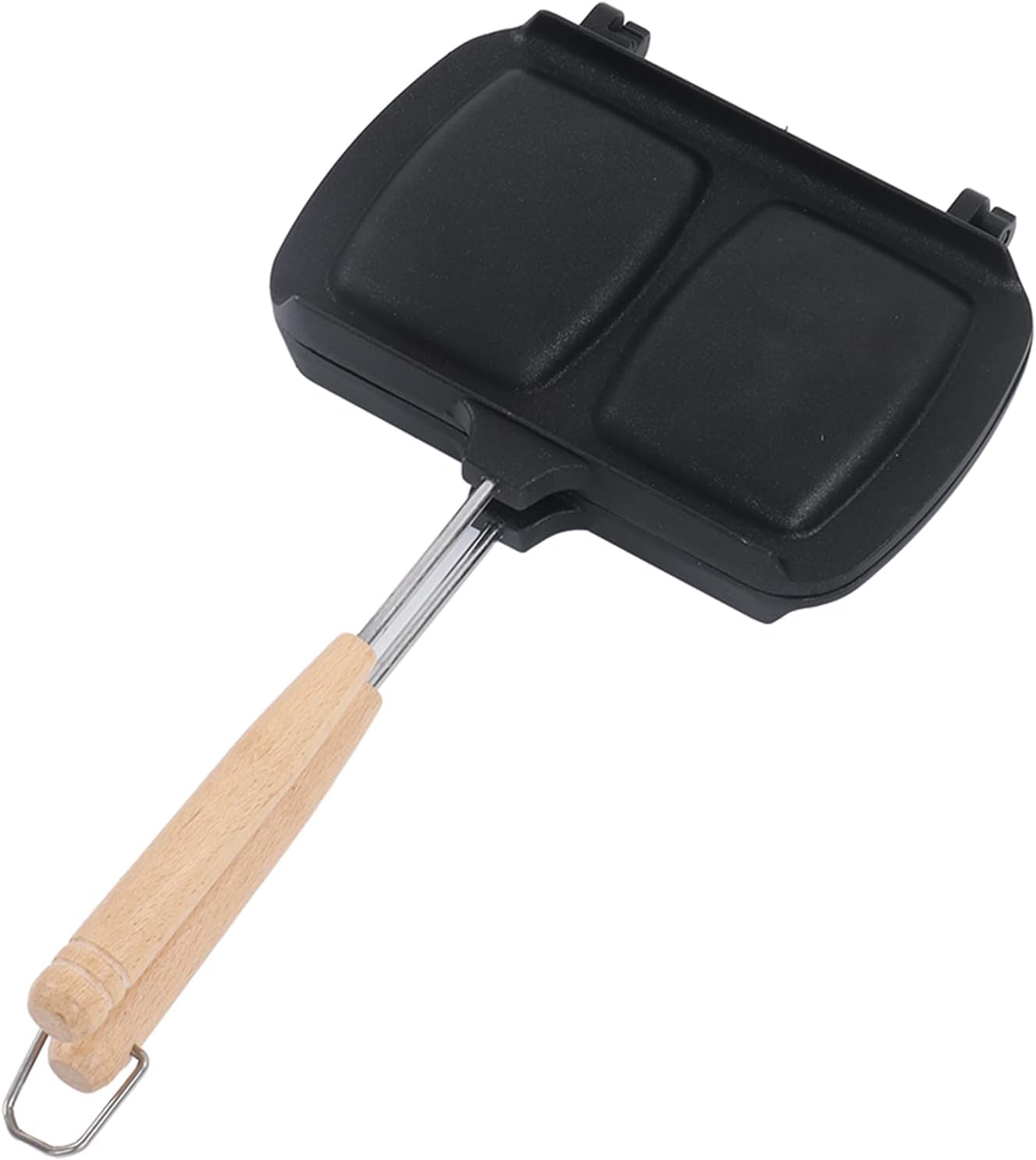Sandwichera de 14.2 x 7.9 pulgadas, sartén antiadherente de aleación de aluminio integrada, cuerpo aerodinámico, doble cabeza, sartén desmontable