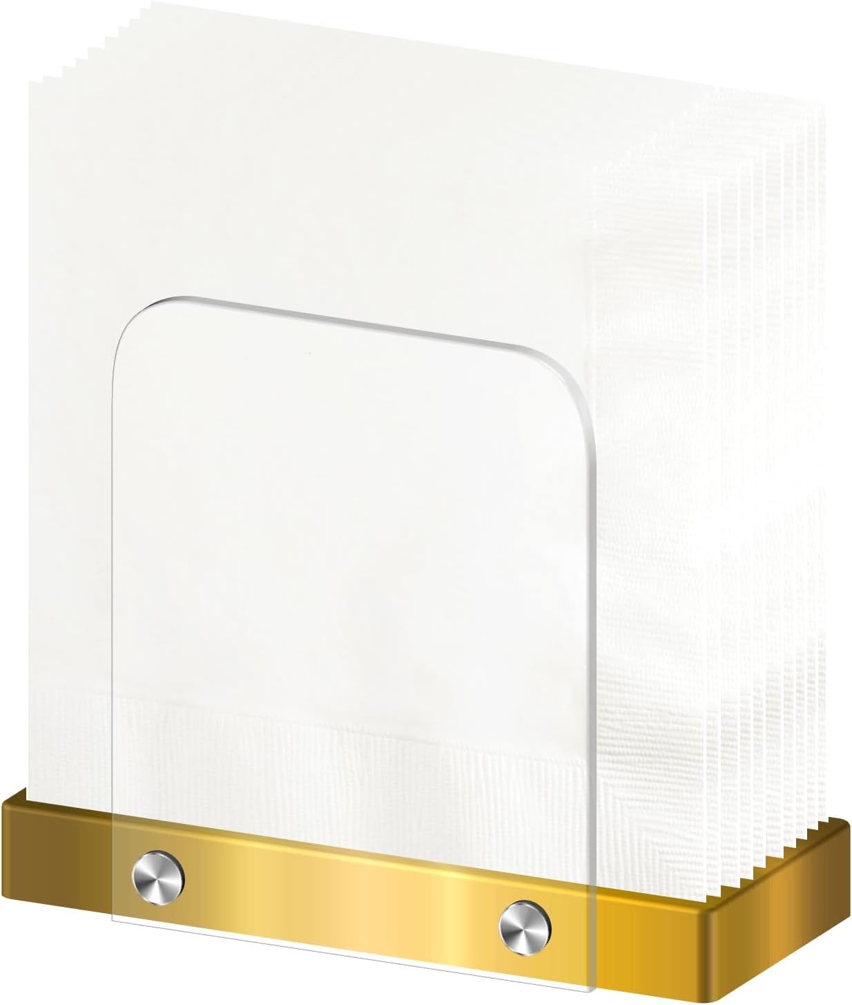 Servilletero moderno para cocina, servilletero de pie para mesas, acrílico transparente y base de acero dorado, decoración de cocina y comedor