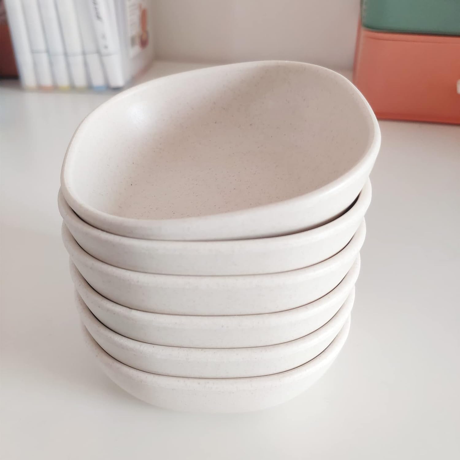 Lomoker Cuencos de fibra de bambú de 4.5 onzas, cuencos pequeños de postre de 3.75 pulgadas, cuencos de aperitivos, cuencos de preparación, tazas de