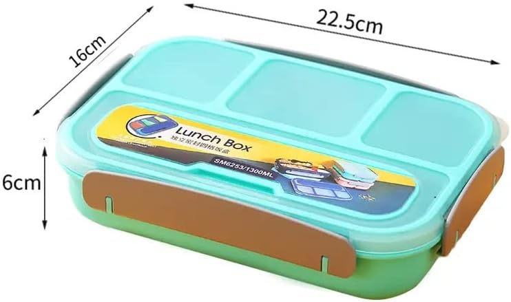 Lonchera Bento para niños con combo de tenedorcuchara, ideal para la escuela y sobre la marcha (aguamarina)