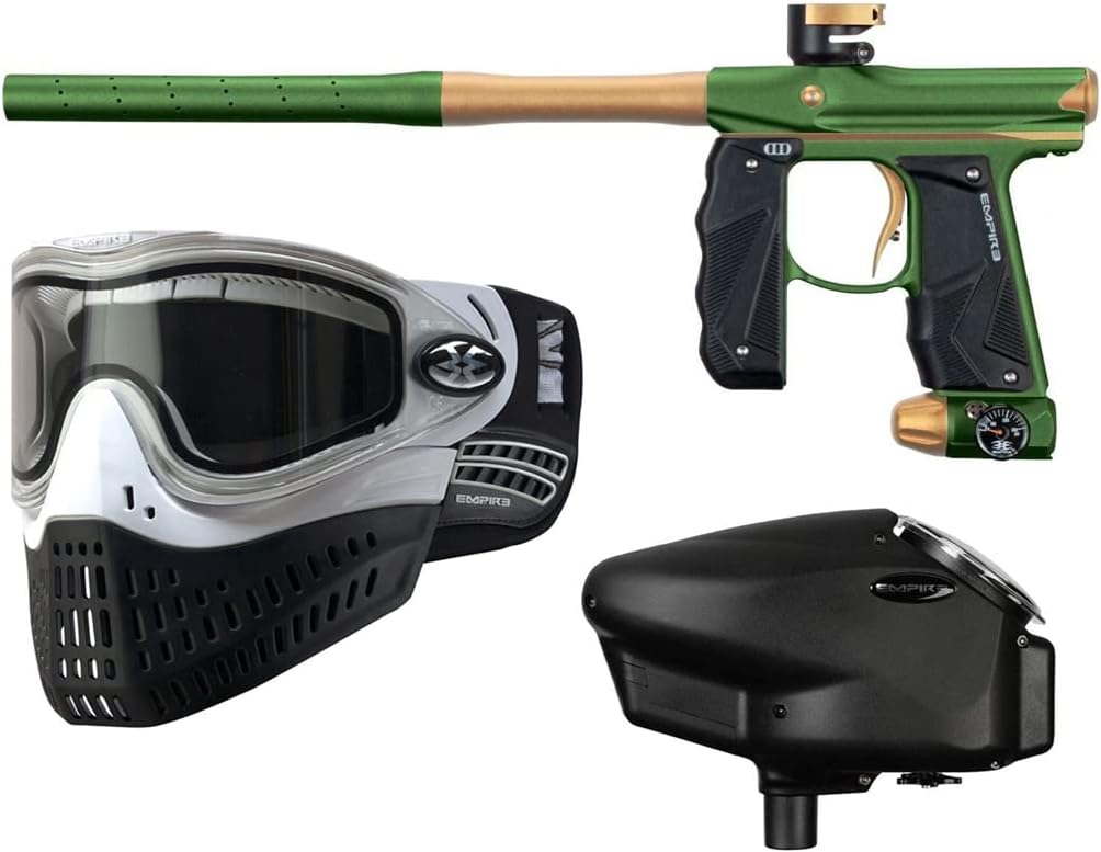 Empire Mini GS – Marcador electrónico de pistola de paintball con cargador electrónico Empire Halo Too y máscara térmica E-Flex (cargador de halo,