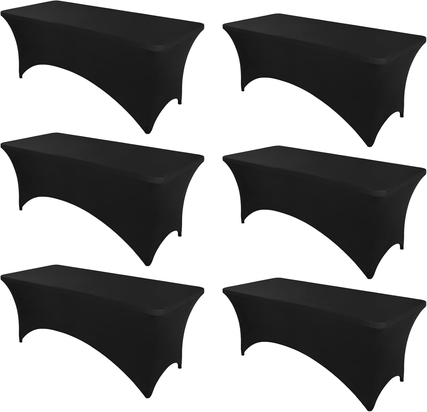 YMHPRIDE Paquete de 6 fundas de mesa de elastano negras de 6 pies para mesas de 6 pies, manteles plegables negros ajustables para mesa rectangular