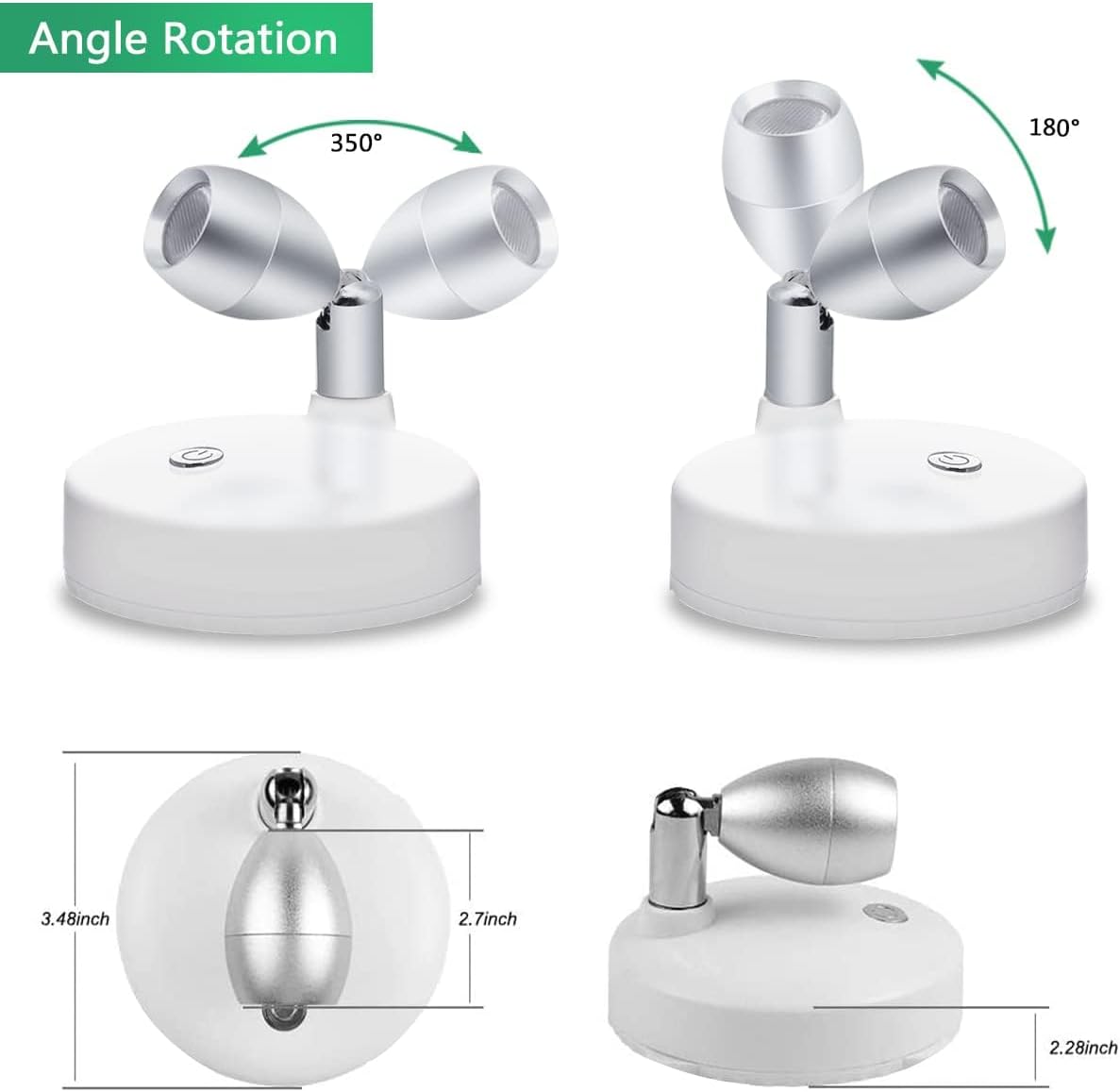 Proyector LED inalámbrico RGB, luces de acento a pilas, luz de disco para interiores, luz vertical regulable con control remoto, blanco cálido de