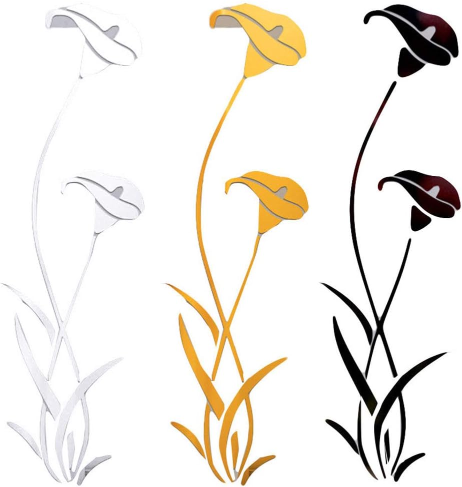 Calcomanías de pared con espejo 3D de flores, modernas calcomanías de pared extraíbles para decoración del hogar, arte para sala de estar,