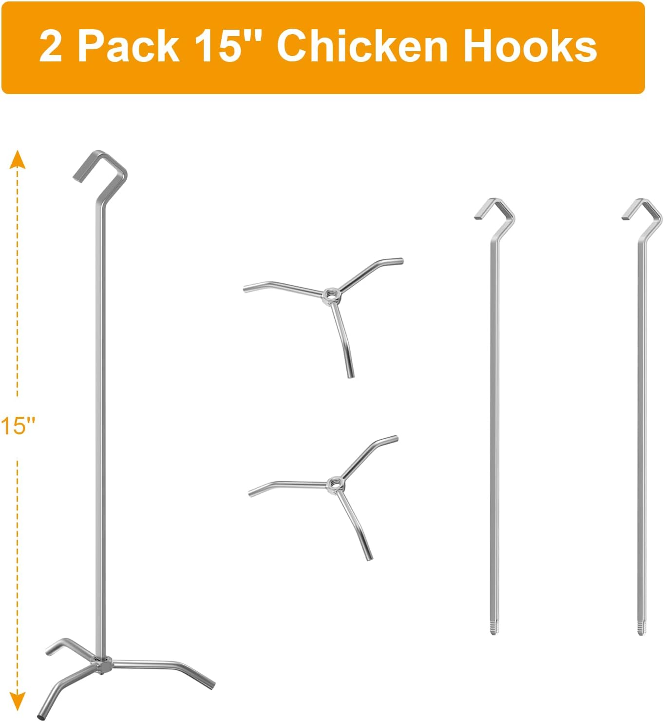 Percha de pavo mejorada, kit de accesorios de brocheta vertical para Oklahoma Joe’s, ahumador de huevos verdes, estante extraíble para parrilla de